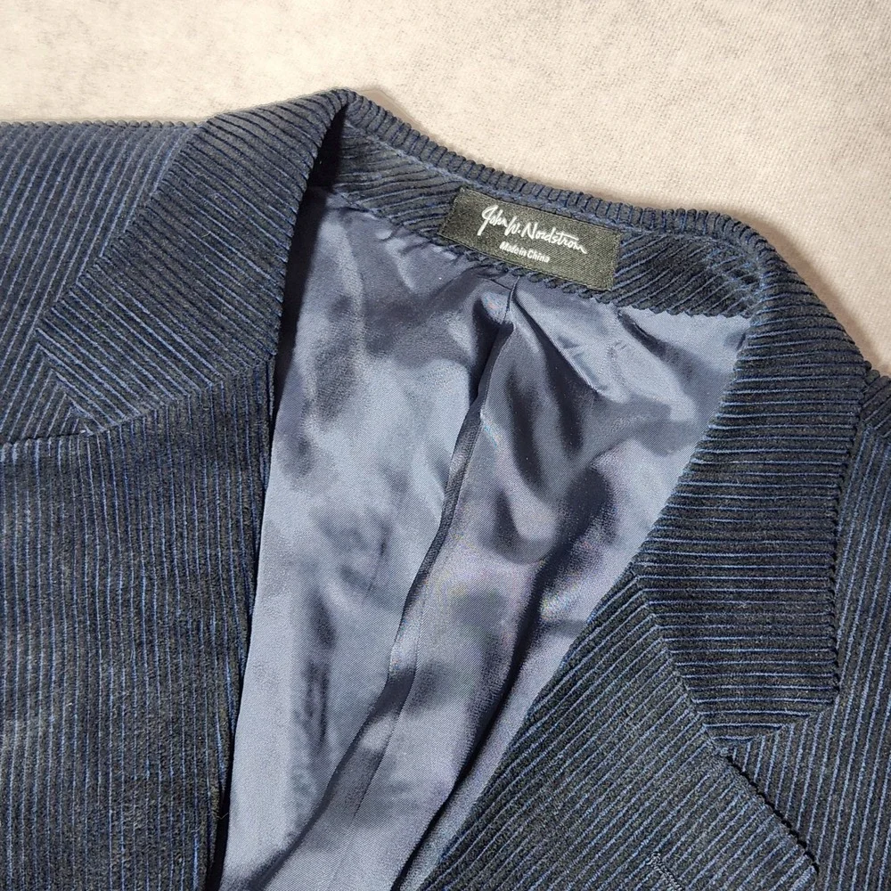 John Nordstrom Corduroy Winter Bamboo sport‎ coat Blazer jacket 48L Navy Blue